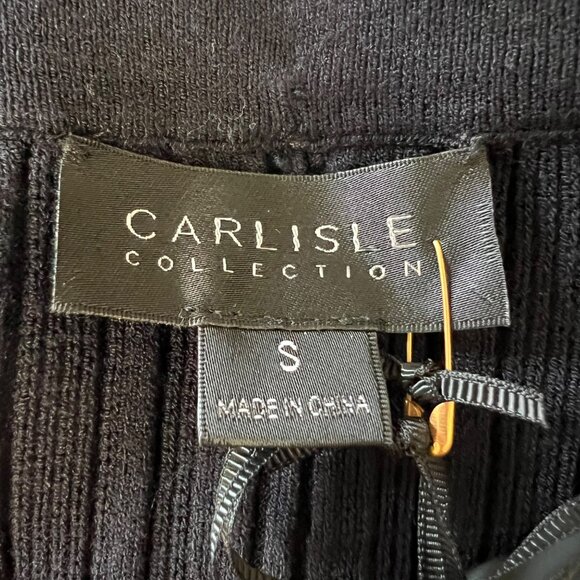 Carlisle Collection Womens Black Ribbed Knit Pants Lettuce Hem Cropped size S - Picture 7 of 12